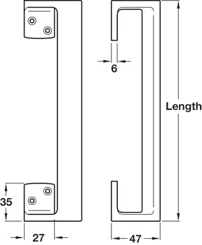 Cranked Pull Handle FF 230mm Fixing Centres Aluminium SAA - view 2
