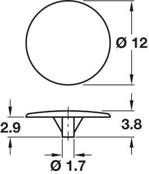Cover Cap D12/1.7mm Phillips Plastic Grey - view 2
