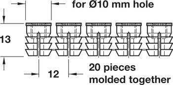 Glue-In Sleeve M6 D10x13mm Strip Plastic - view 3