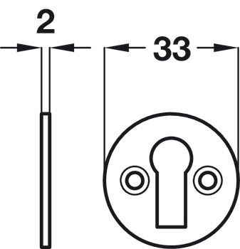 Escutcheon D33mm Plain Std KW Brass Polished Brass - view 2