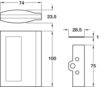 Pocket Sliding Door Handle w Pull Aluminium SAA - view 2