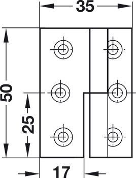 Cranked Hinge 50x35mm RH Brass MNP - view 3