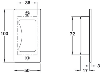 Flush Pull Handle 100x50mm 316 SSS - view 2