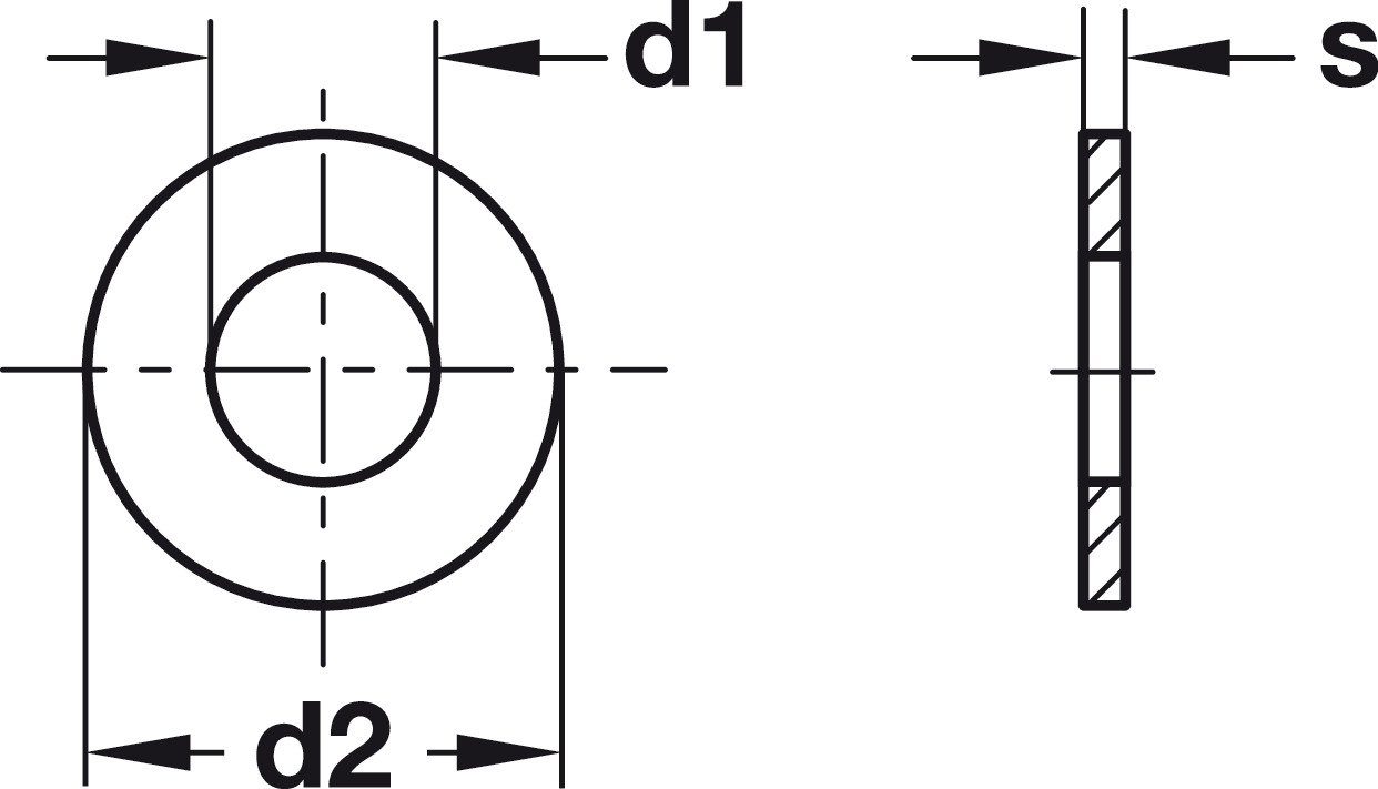 Washer Steel.Galvanised. 6.4x12x1.5mm - view 2