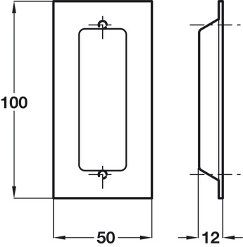 Flush Pull Handle 100x50x12mm PSS - view 2
