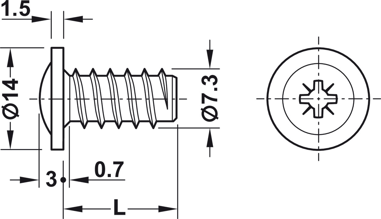 Plinth fix.screw Galvanised.7.3-12.0mm - view 2
