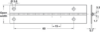 Piano Hinge 32x0.7x1840-1830mm Steel BP - view 2