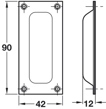 Flush Pull Handle 90x42x12mm Zinc Alloy SNP - view 2