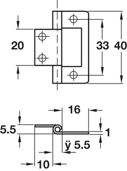Flush Hinge 40x16mm Inset Steel ZP - view 2