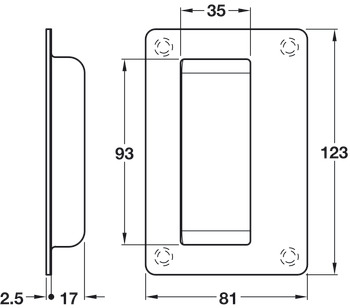 Anti-Ligature Flush Pull 123x81mm SSS - view 2