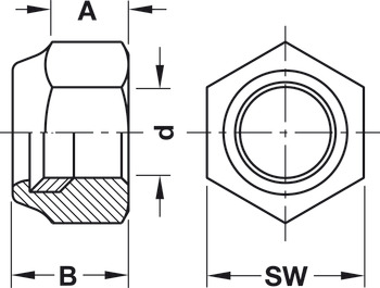 Hexagon Locking Nut M5 Steel Galvanised/Nyl Ins - view 2
