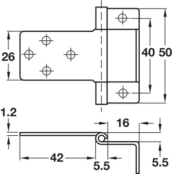 Cranked Flush Hinge 50mm Steel ZP - view 2