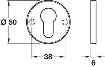 Escutcheon D50mm Pro Cyl Aluminium SAA - view 2