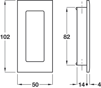 Flush Pull Handle 102x50mm Brass Polished Brass - view 2
