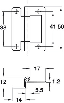 Cranked Flush Hinge 50mm Steel FB - view 4