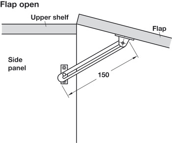 Lid Stay 150mm LH w Guide Slot SNP - view 4