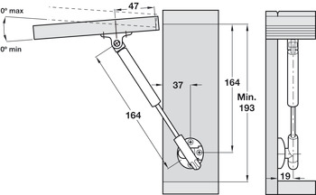 Lid Stay Automatic Opening 164mm 80N - view 3
