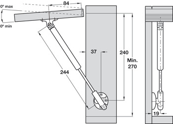 Lid Stay Automatic Opening 244mm 100N - view 3