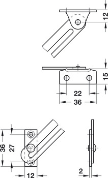 Lid Stay 150mm LH w Guide Slot SNP - view 2