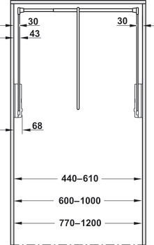 2004 WithRobe Pull Rail 600-1000mm Wht/Chrome - view 3