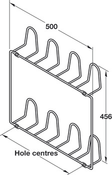 Shoe Rack for 4 Prs  400mm Fixing Centres Steel Chrome Plt - view 2