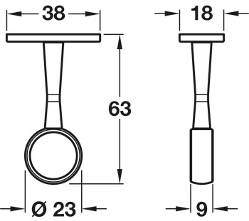 WithRobe Rail D19mm Centre Bracket White PC - view 2