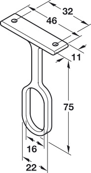WithRobe Rail (Oval) Centre Supp PC - view 2