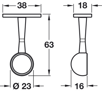 WithRobe Rail D19mm End Bracket White - view 2