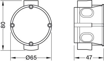 Wall Box Flush Mount D65x63mm Plastic Black - view 2
