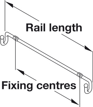 Door Front Mount Rail Chrome 215mm 160mm Fixing Centres - view 2