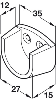 WithRobe Rail (Rnd) End Supp 20mm White - view 2