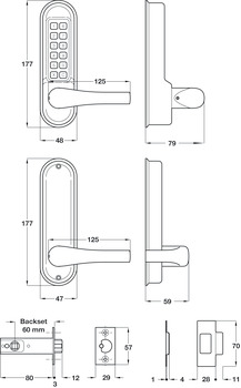Mec Codelock HD Fnt+Bck Plt M.Latch/Lock - view 2