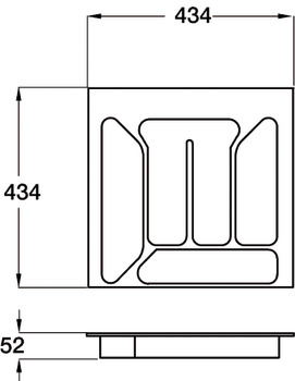 Cutlery Ins 434x434mm Plastic Met/Silver - view 2