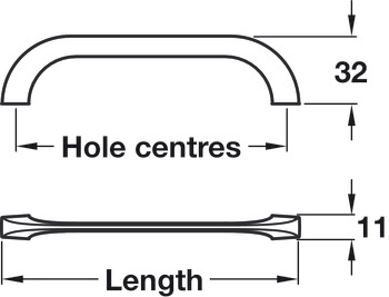 Ceylon Pull Handle Zinc Alloy Brush Nickel 128mm Fixing Centres - view 2