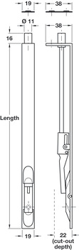 Lvr Act Flushbolt 762x19x38mm Brs Polished Brass - view 2