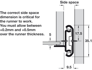 2002 BB Drawer Runner 2-Way Sgl 32kg 508mm Bright Zinc Plated - view 4