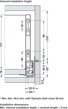 NPS Drawer Set w SC 70kg 186/450mm Stn - view 5