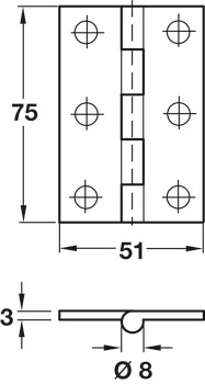 Butt Hinge Heavy Gauge 76x50mm Brs Self - view 2