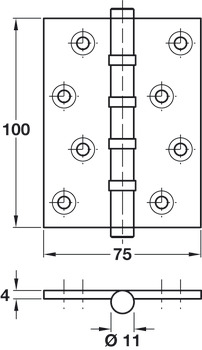 Butt Hinge BB Sqr 100x75mm Brs Black - view 2