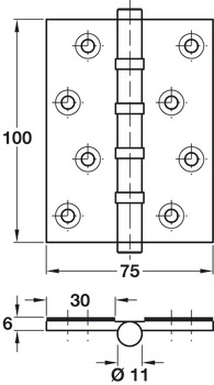 Butt Hinge FR30 BB Sqr 100x75mm Brs PCP - view 2