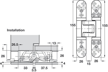 Tectus TE527 3D 180D Energy Hinge SSS - view 3