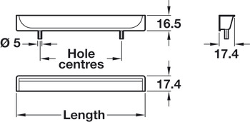 Hide Inset Handle Zinc Alloy Matte White 128mm Fixing Centres - view 2