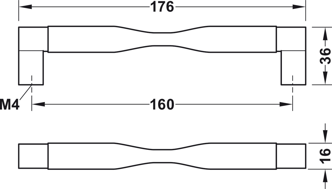 Omnia Pull Handle Zinc Alloy Brush Brass 160mm Fixing Centres - view 3