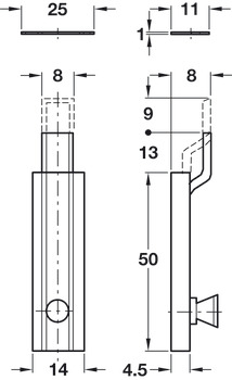Furniture Bolt Cranked 50mm SF Brs Grnd - view 3