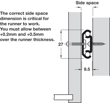 2726 BB Drawer Runner 2-Way Sgl 15kg 400mm Bright Zinc Plated - view 5