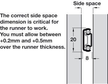 2421 BB Side Drawer Runner Sgl 15kg 400mm Bright Zinc Plated - view 3