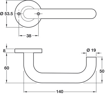 HL04 Lvr Set D53.5mm Std KW 304 SSS - view 2