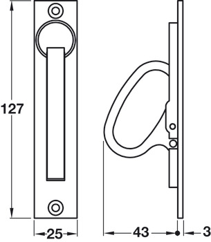 Edge Flush Pull Handle 127x25mm Brass PN - view 2