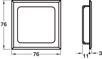 Flush Pull Handle Thick 76x76mm Brass MBK - view 2