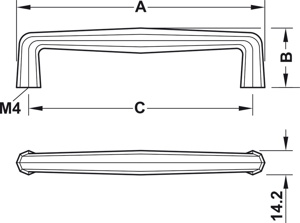 Allaro Pull Handle Zinc Alloy Antique Copper 128mm Fixing Centres - view 2